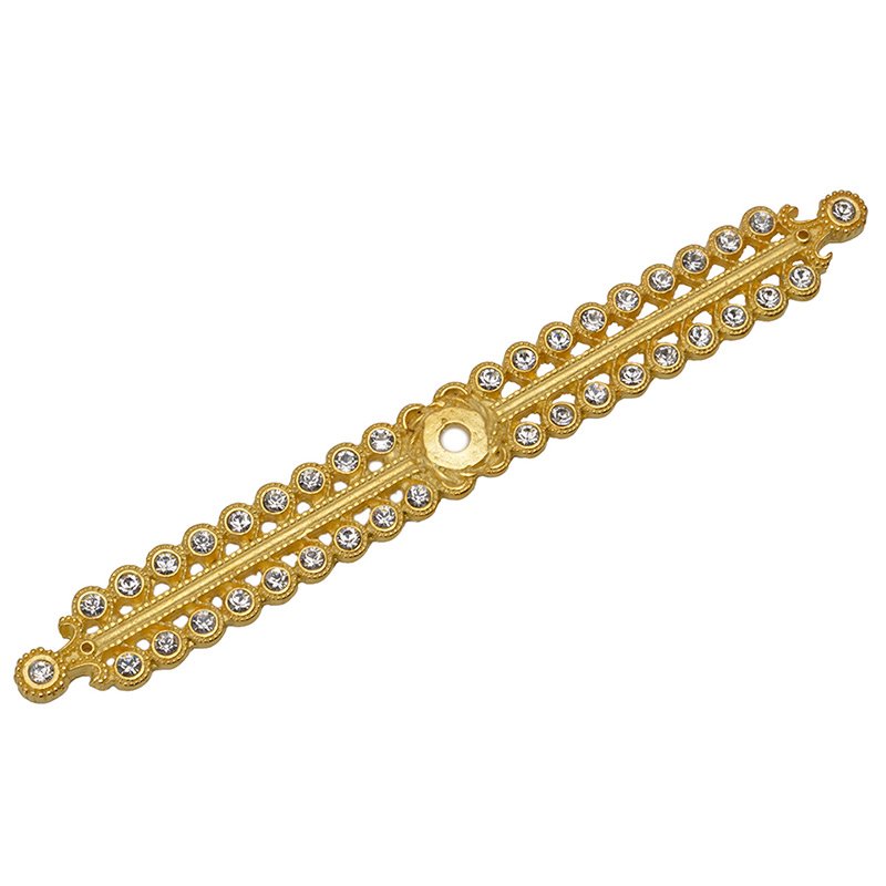 Large Elongated Escutcheon with Swarovski Elements in Satin Gold with Crystal