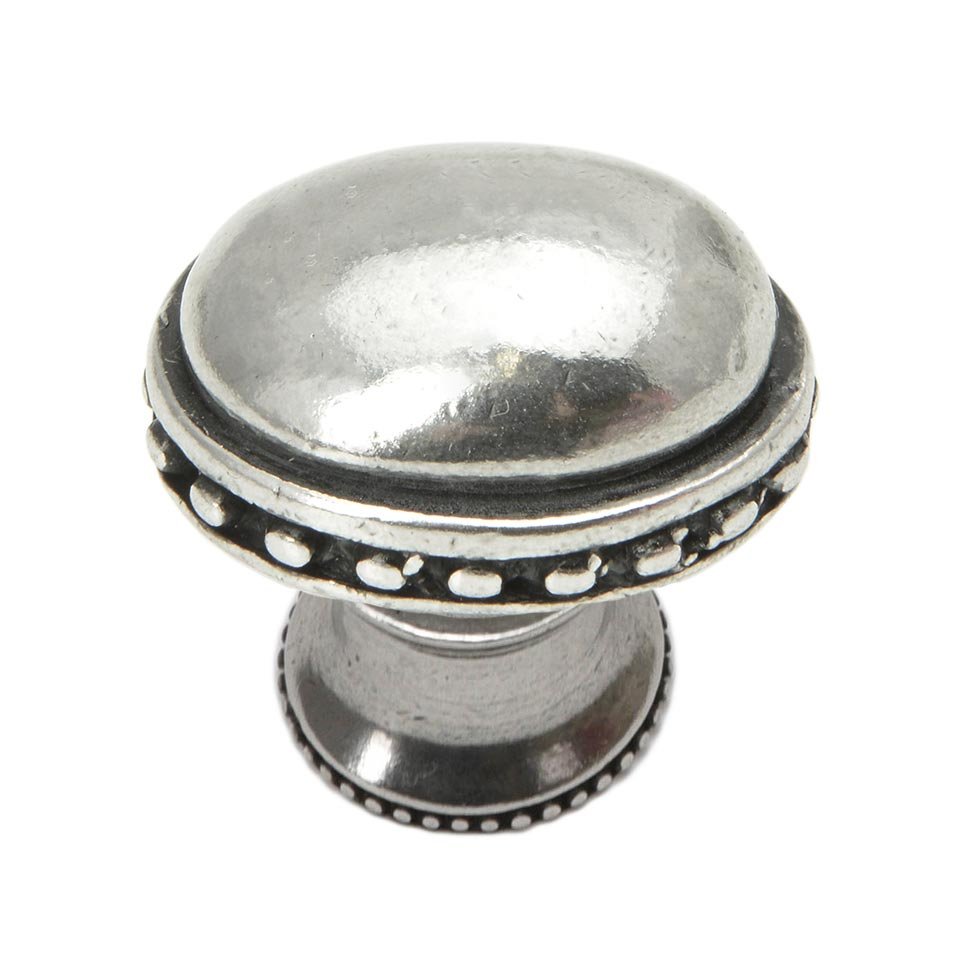 Large Oval Knob with Beaded Rim in Platinum
