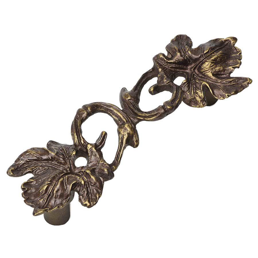 Grape Leaf and Vine 4" Pull in Antique Brass