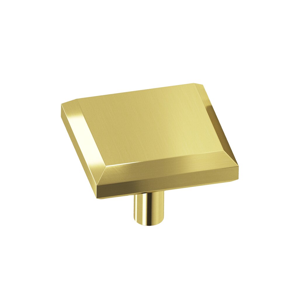 1 1/4" Square Beveled Knob In Polished Brass Unlacquered