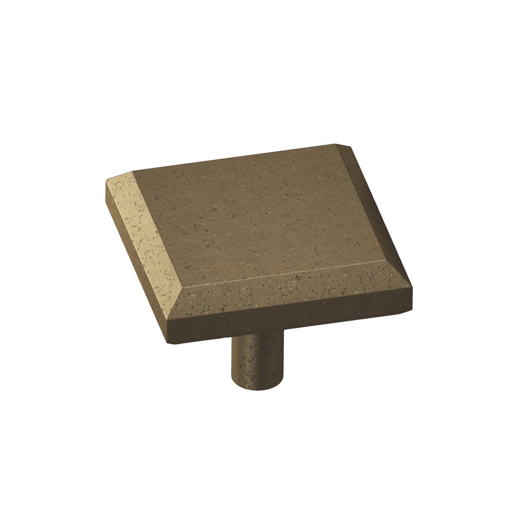 1 1/4" Square Beveled Knob In Distressed Oil Rubbed Bronze