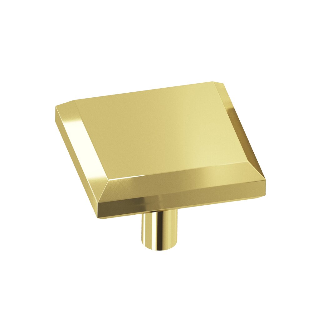 1 1/2" Square Beveled Knob In Polished Brass