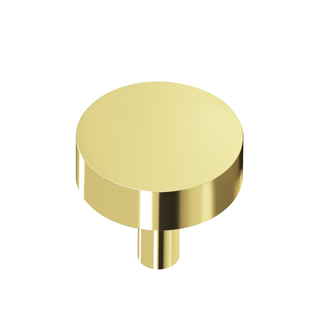1" Diameter Round Knob/Shank In Polished Brass