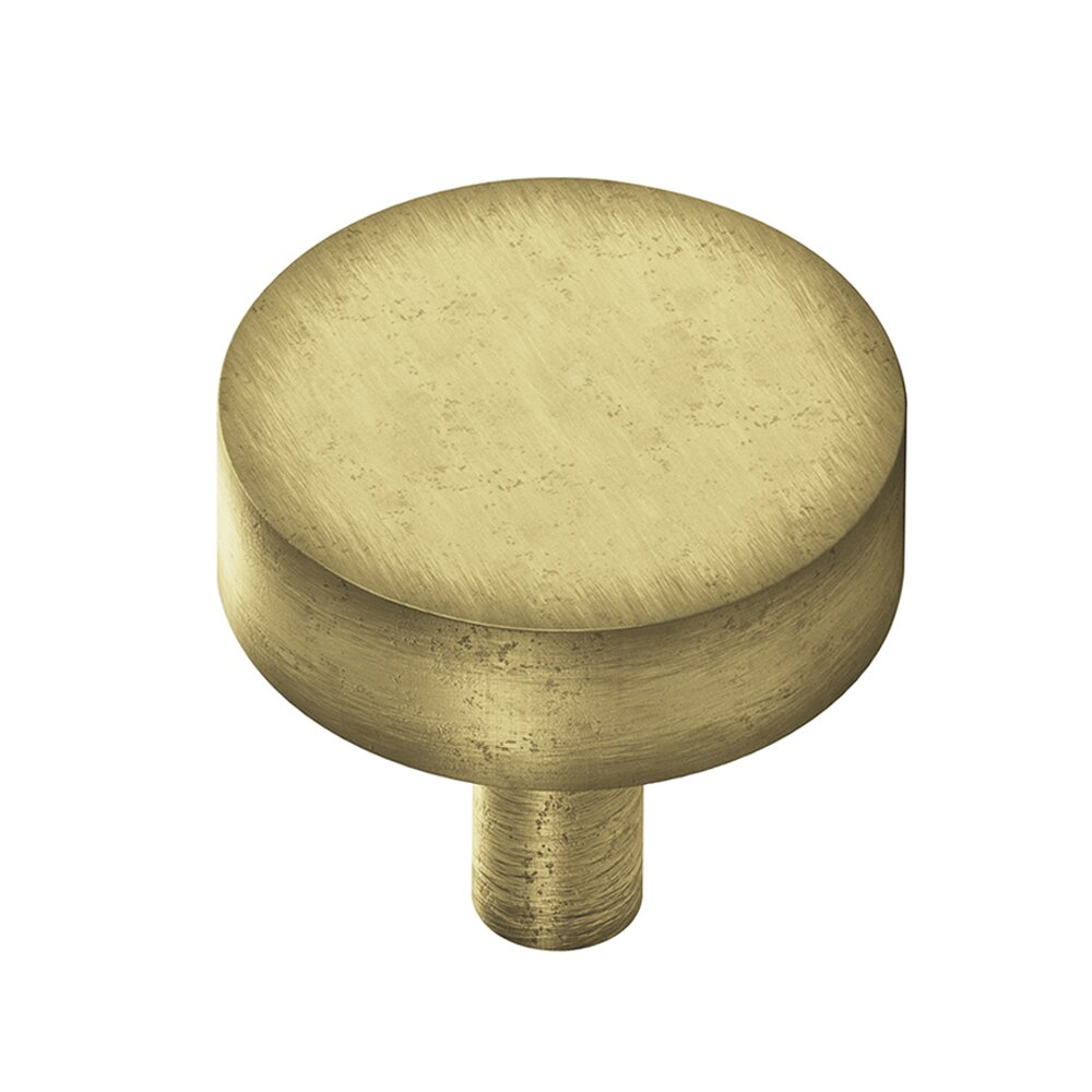1 1/2" Diameter Round Knob/Shank In Distressed Antique Brass