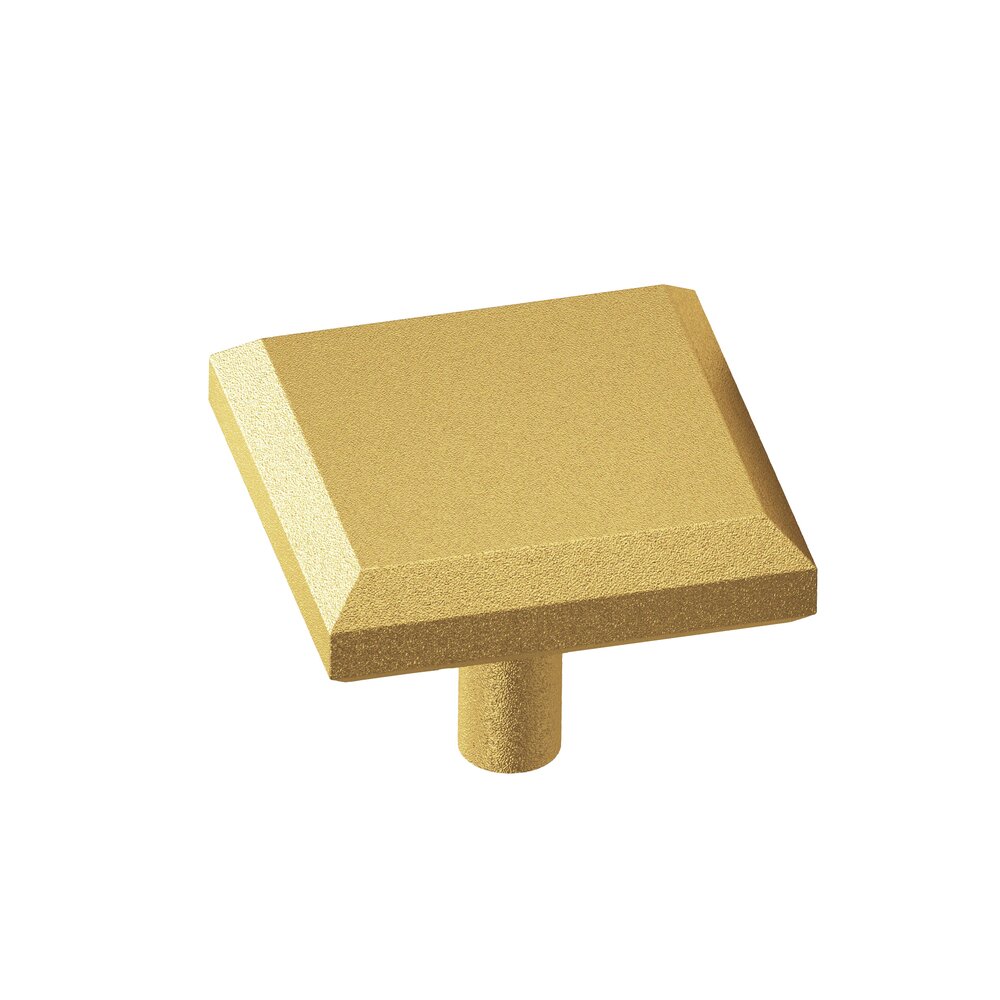 1 1/4" Square Beveled Knob in Frost Brass