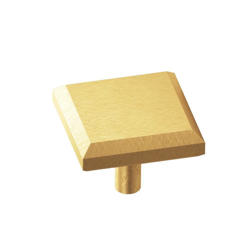 1 1/4" Square Beveled Knob in Weathered Brass