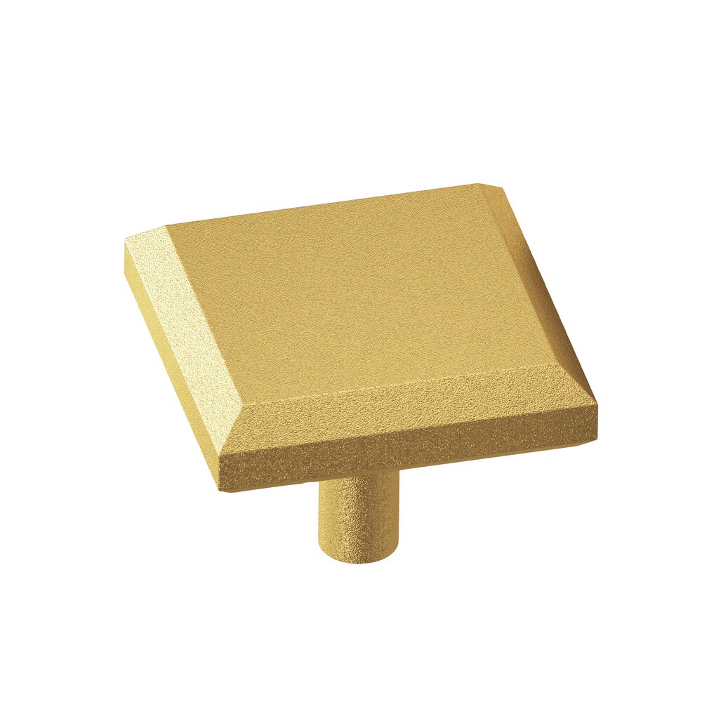 1 1/2" Square Beveled Knob in Frost Brass