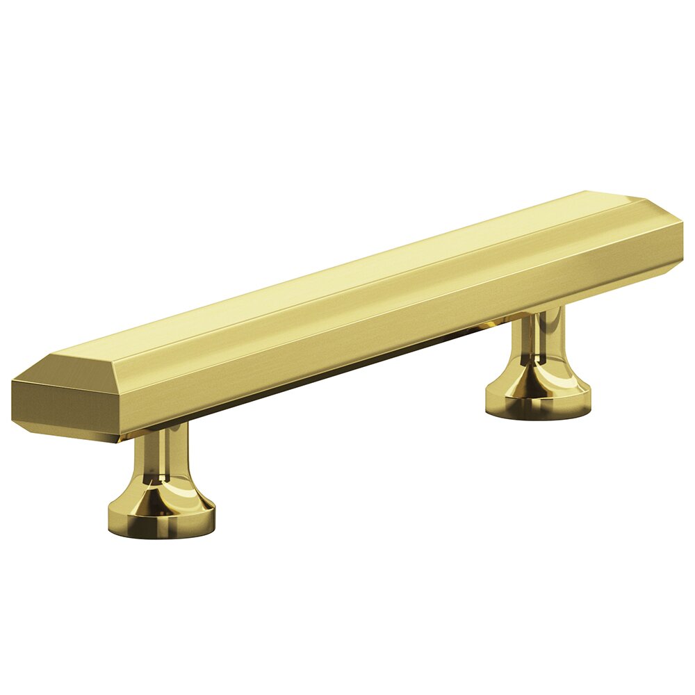 6" Centers Cabinet Pull Hand Finished in Unlacquered Polished Brass