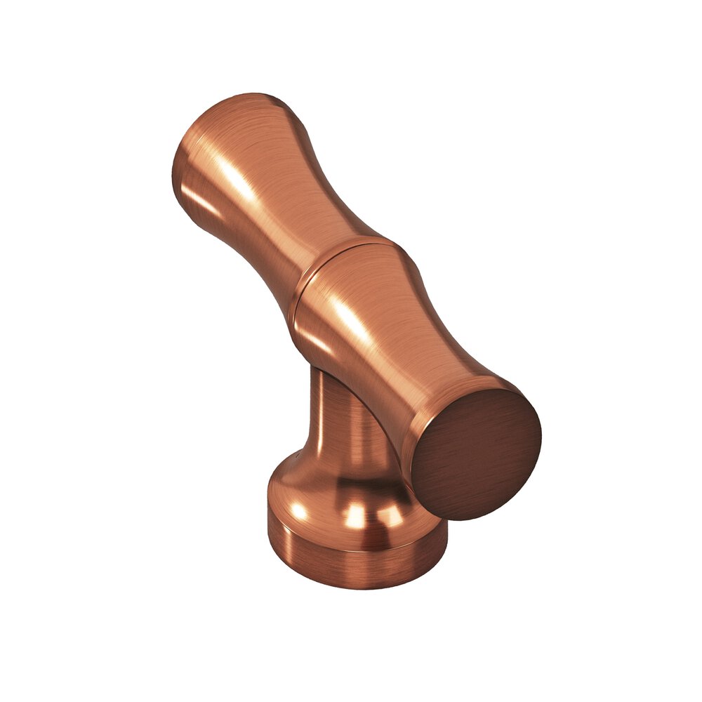 1.75" Long Bamboo T Cabinet Knob With Flared Post In Antique Copper