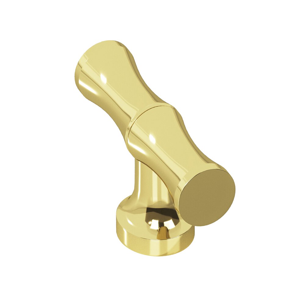 1.75" Long Bamboo T Cabinet Knob With Flared Post In Polished Brass