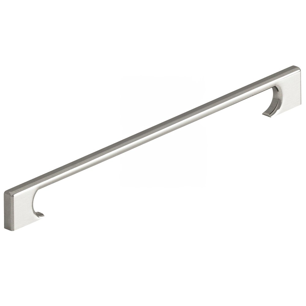 12" Centers Rectangular Appliance/Oversized Pull With Radiused Edges And Rectangular Scalloped Legs In Nickel Stainless