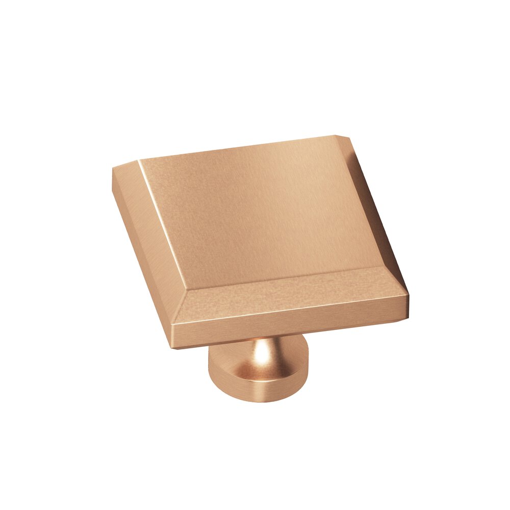1.25" Square Beveled Cabinet Knob With Flared Post In Satin Bronze