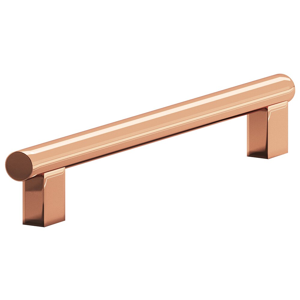 6" Centers Rectangular Post Bar Pull in Polished Copper