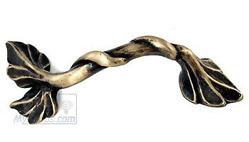3 3/4" Centers Double Leaf and Vine Pull Left in Antique Bronze