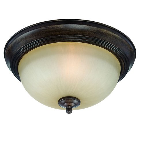11" Flush Mount Light in Century Bronze with Painted Glass