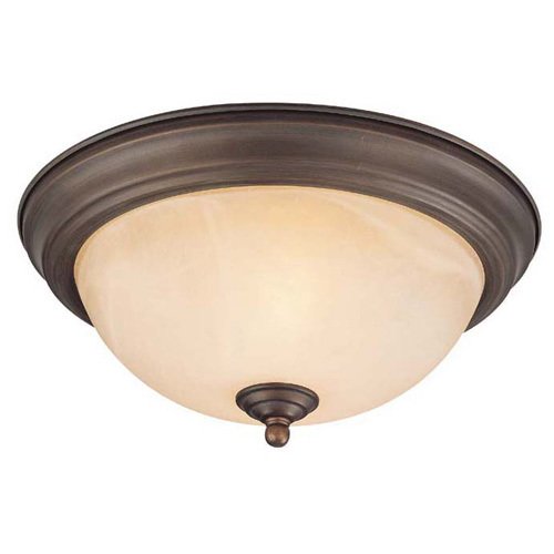 11" Flush Mount Light in Old Bronze with Painted Glass