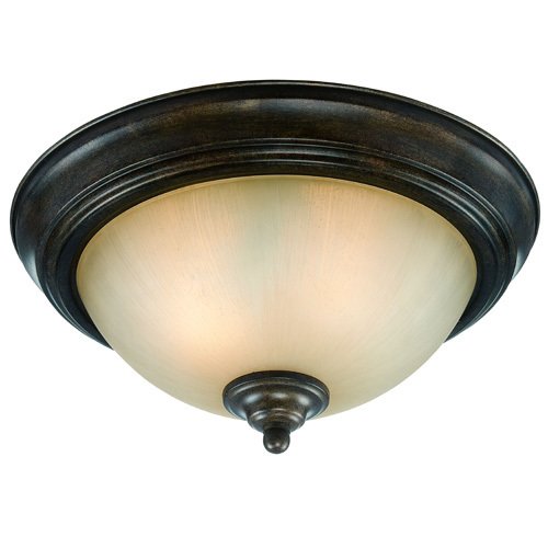 13" Flush Mount Light in Century Bronze with Painted Glass