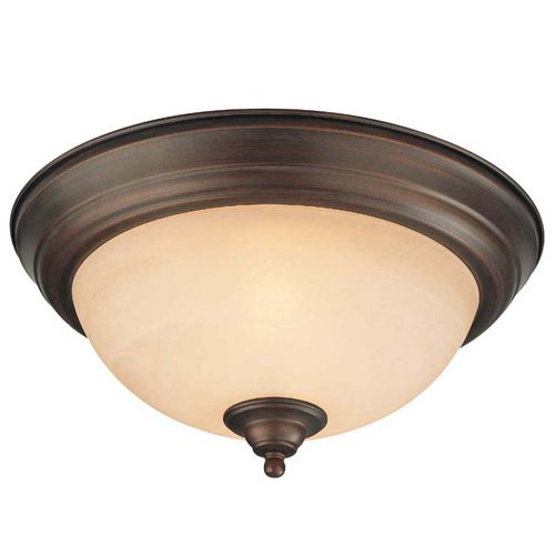 13" Flush Mount Light in Old Bronze with Painted Glass