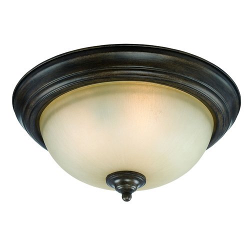 15" Flush Mount Light in Century Bronze with Painted Glass