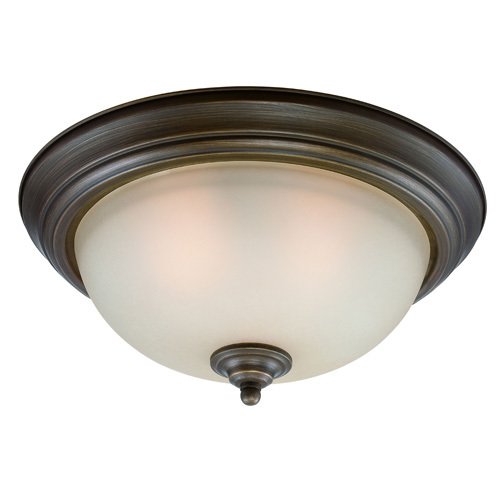 15" Flush Mount Light in Loft Bronze with Painted Glass
