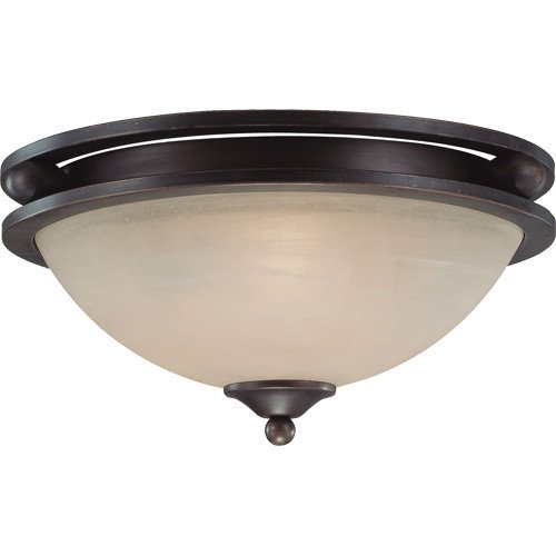 15" Flush Mount Light in Old Bronze with Faux Alabaster Glass