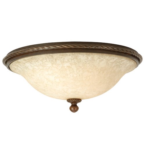 16" Flush Mount Light in Aged Bronze with Antique Scavo Glass