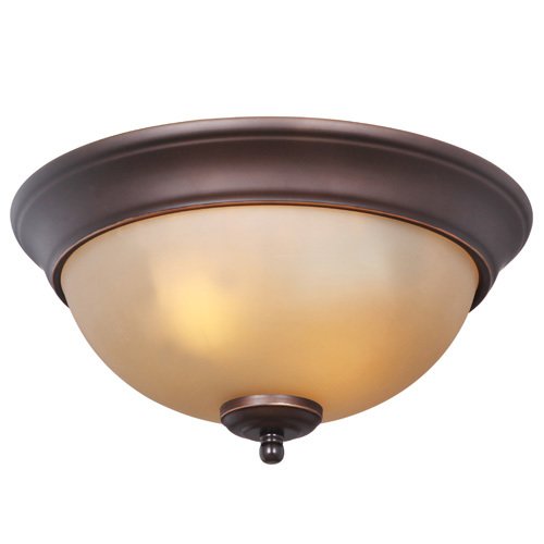 11" Flush Mount Light in Metropolitan Bronze with Amber Frost Glass