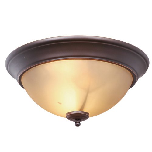 13" Step Pan Flush Mount Light in Metropolitan Bronze with Amber Frost Glass