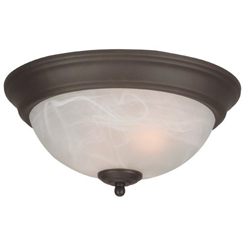 11" Energy Star Arch Pan Flush Mount Light in Oiled Bronze with Alabaster Swirl Glass