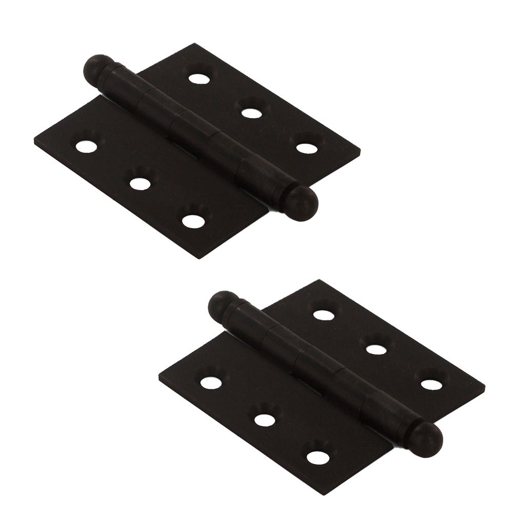Solid Brass 2" x 2" Mortise Cabinet Hinge with Ball Tips (Sold as a Pair) in Oil Rubbed Bronze