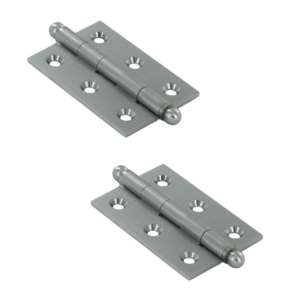 Solid Brass 2 1/2" x 1 11/16" Mortise Cabinet Hinge with Ball Tips (Sold as a Pair) in Brushed Chrome