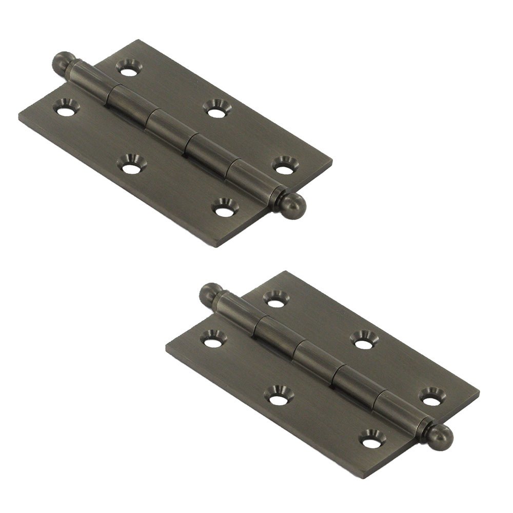 Solid Brass 3" x 2" Mortise Cabinet Hinge with Ball Tips (Sold as a Pair) in Antique Nickel