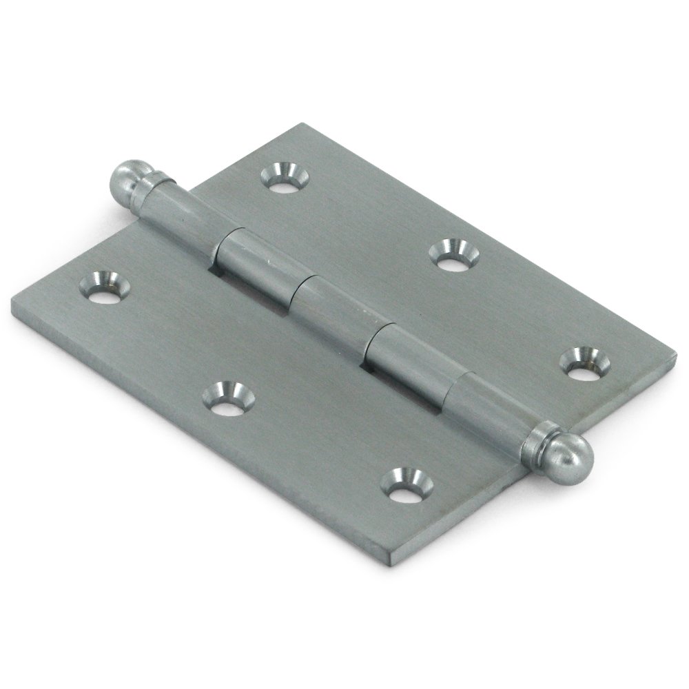 Solid Brass 3" x 2 1/2" Mortise Cabinet Hinge with Ball Tips (Sold as a Pair) in Brushed Chrome