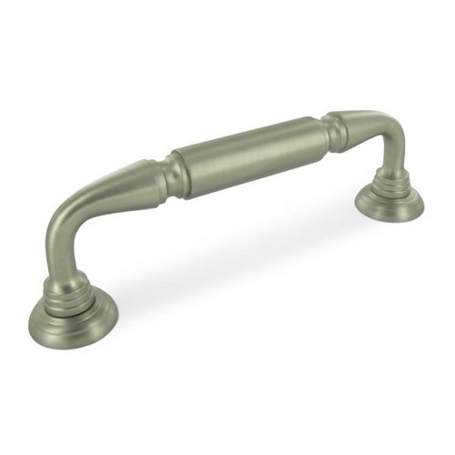 Solid Brass 8" Centers Door Pull with Rosettes in Brushed Nickel