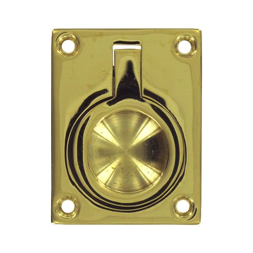 Solid Brass 2 1/2" x 1 7/8" Flush Ring Pull in PVD Brass