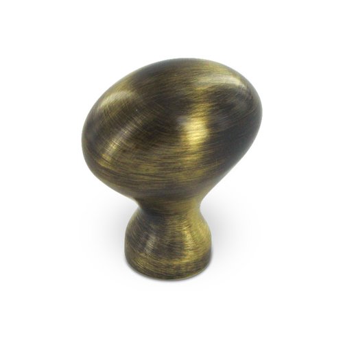 Solid Brass 1 1/4" Oval Egg Knob in Antique Brass