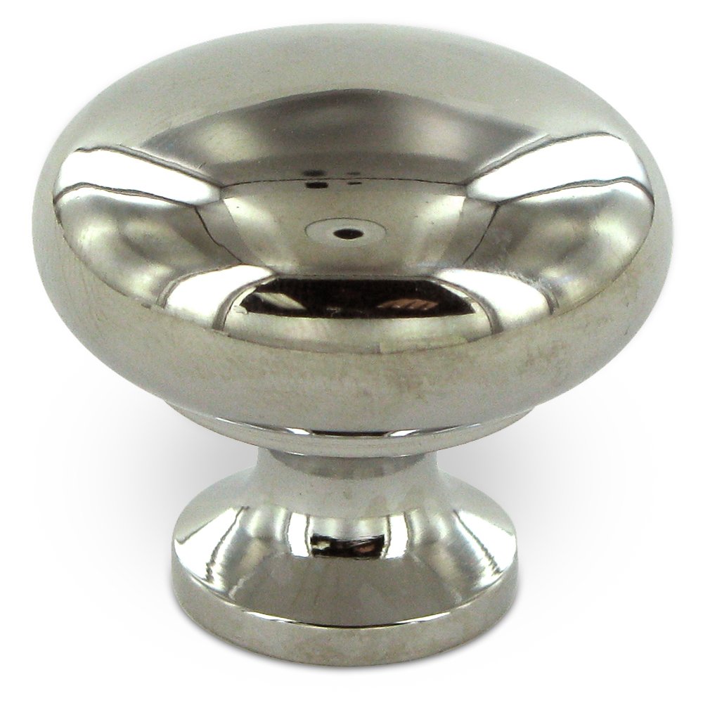 Solid Brass 1 1/4" Diameter Solid Round Knob in Polished Nickel