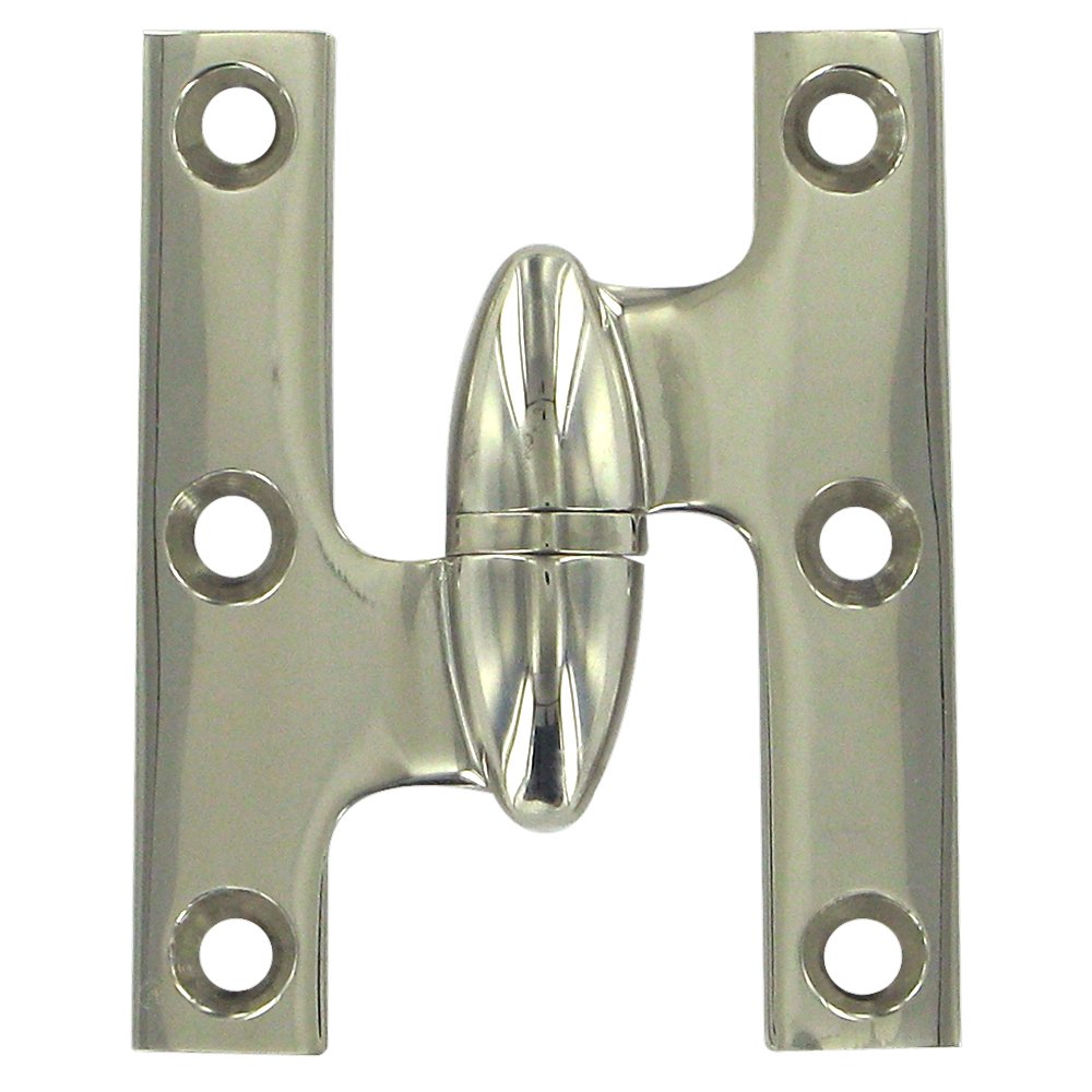 Solid Brass 2 1/2" x 2" Left Handed Olive Knuckle Hinge (Sold Individually) in Polished Nickel