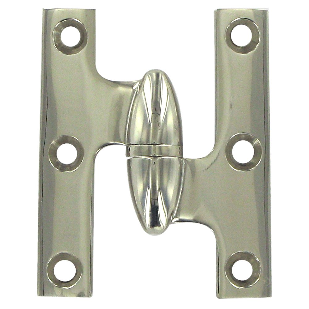 Solid Brass 2 1/2" x 2" Right Handed Olive Knuckle Hinge (Sold Individually) in Polished Nickel
