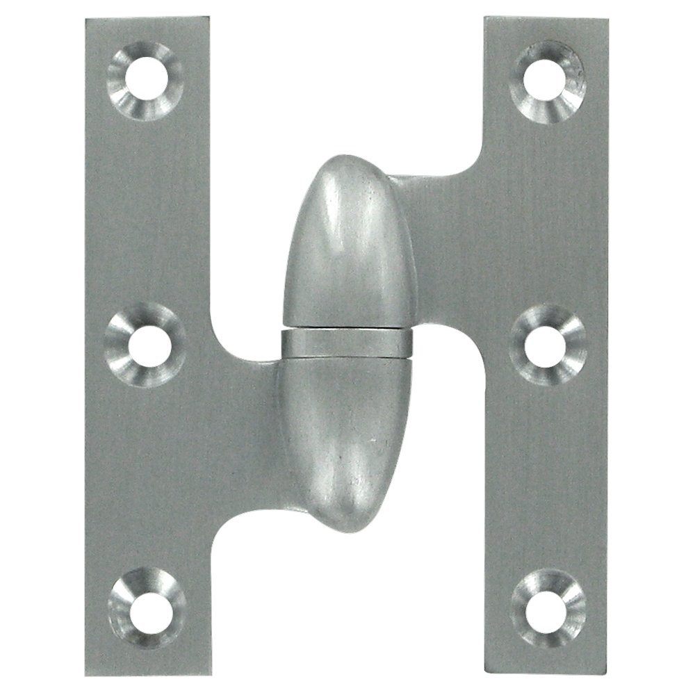 Solid Brass 2 1/2" x 2" Left Handed Olive Knuckle Hinge (Sold Individually) in Brushed Chrome