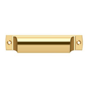 Solid Brass 4" Centers Front Mounted Shell Cup Pull in PVD Polished Brass
