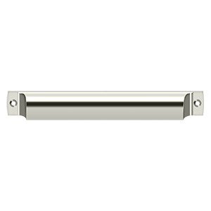Solid Brass 7 1/16" Centers Front Mounted Shell Cup Pull in Polished Nickel