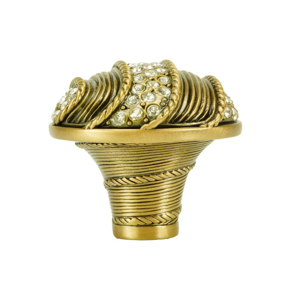 1 3/8" Waldorf Knob with Swarovski Crystal in Museum Gold