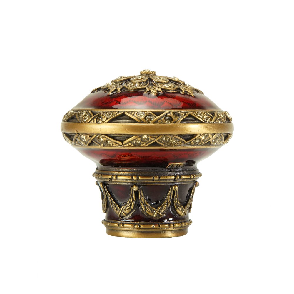 1 5/8" Diameter Knob Garnet With Light Colorado Crystal in Museum Gold