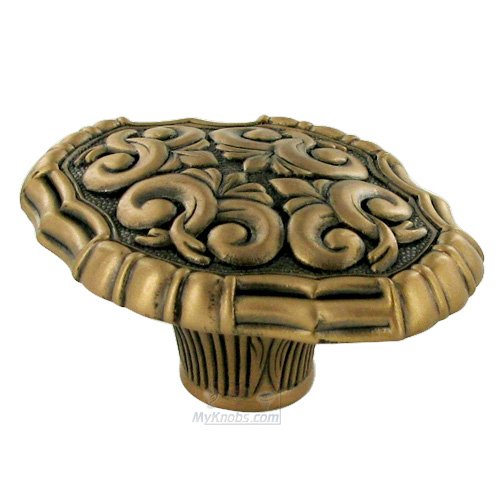 1 3/4" Oval Belleview Knob in Antique Copper