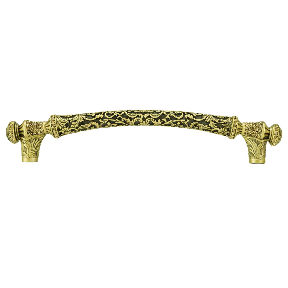 6" Centers Glendale Court Handle in Burnished Brass with with Light Colorado Swarovski
