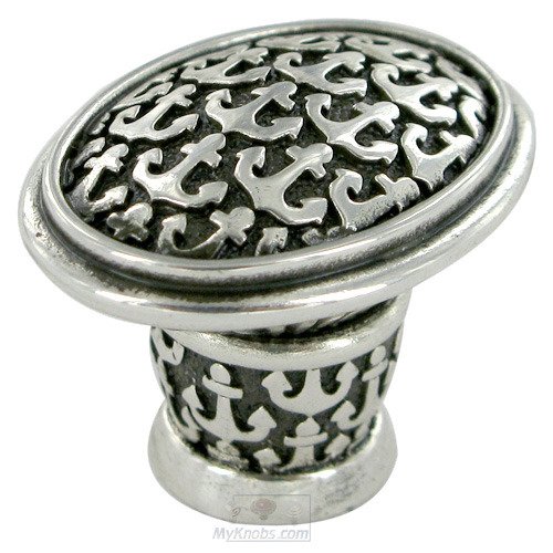 1" Oval Yacht Club Knob in Burnished Pewter