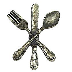 Knife, Fork and Spoon Knob in Antique Matte Silver