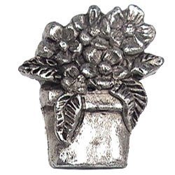 Flower Pot Knob in Antique Matte Silver