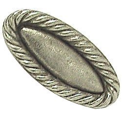 Rope Edge Oval Knob in Antique Matte Silver